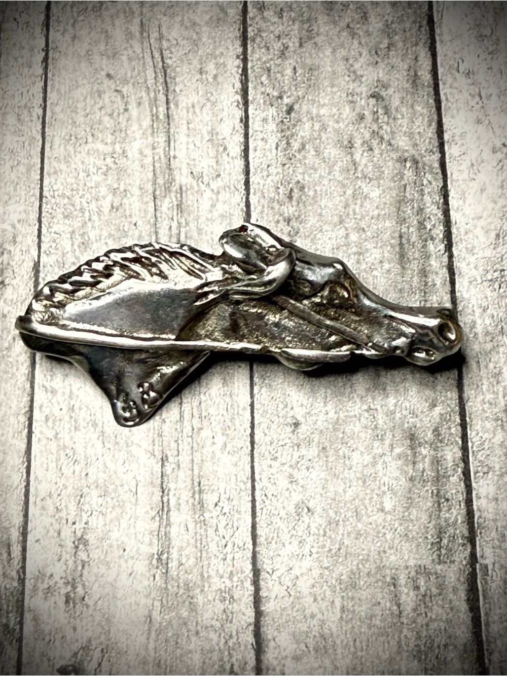 Silver Horse Head Brooch - Elegant Women's Jewelry